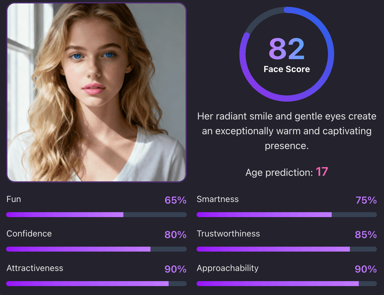 Default example photo for AI attractiveness test - upload your photo to discover your beauty score
